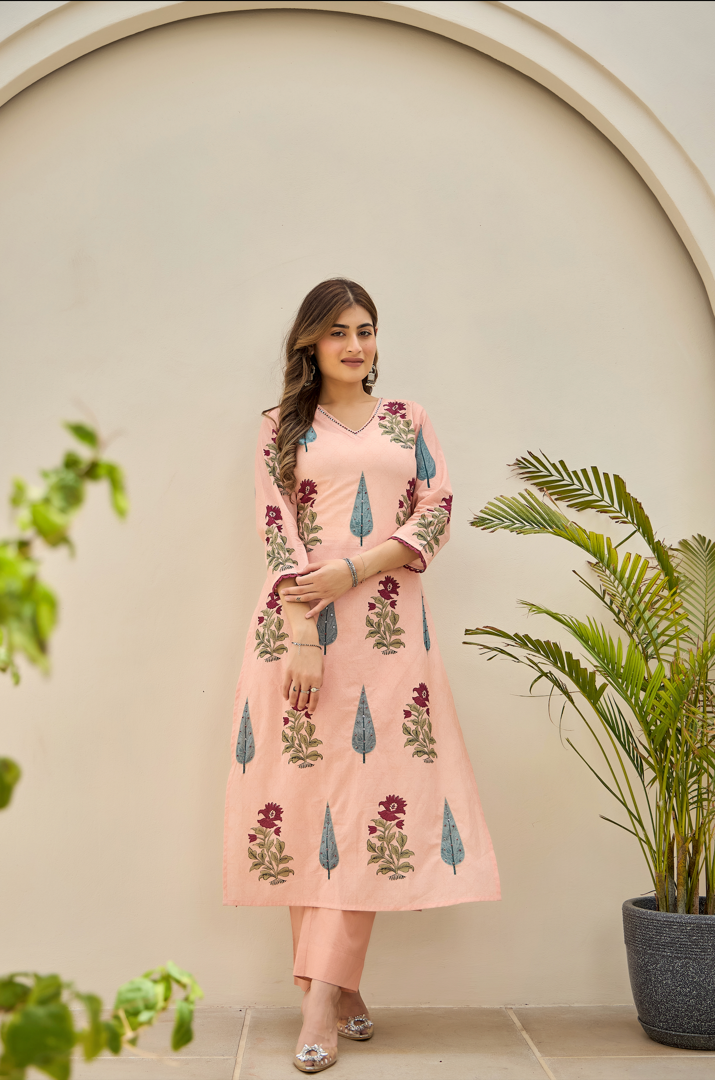 Rustic Peach Cotton Suit Set