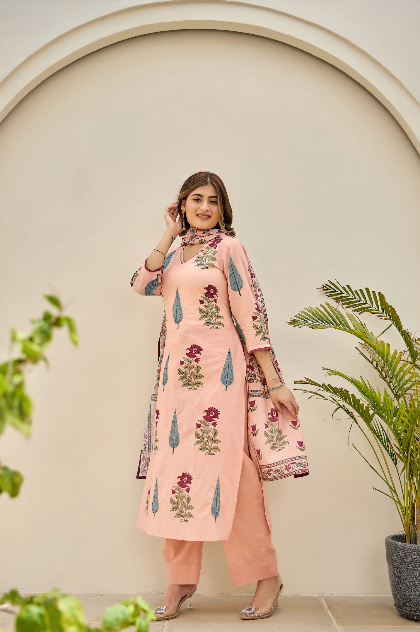 Rustic Peach Cotton Suit Set