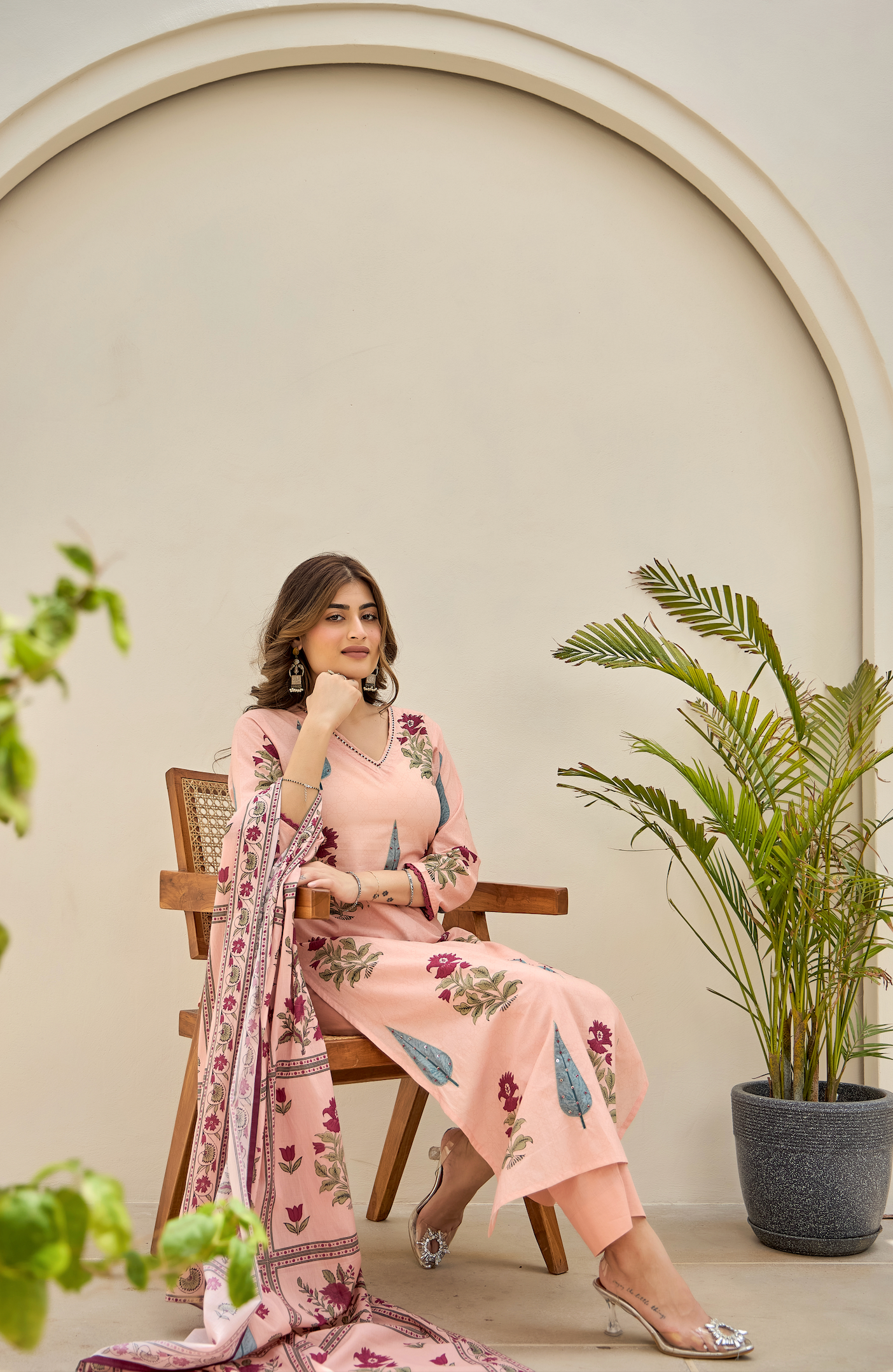 Rustic Peach Cotton Suit Set