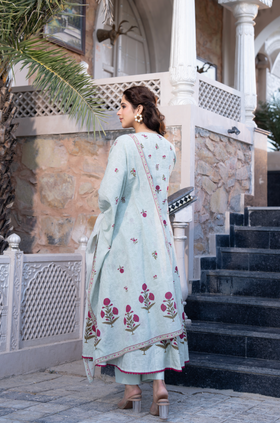 Blue Serenity Cotton Anarkali Suit Set