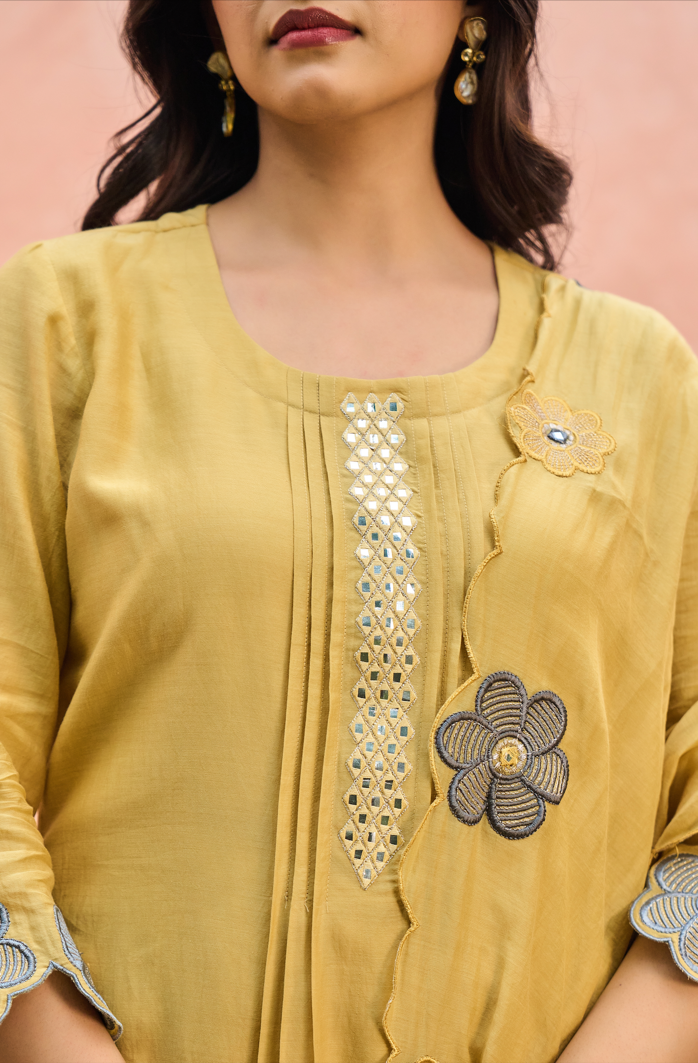 Amber Bloom Chanderi Suit Set