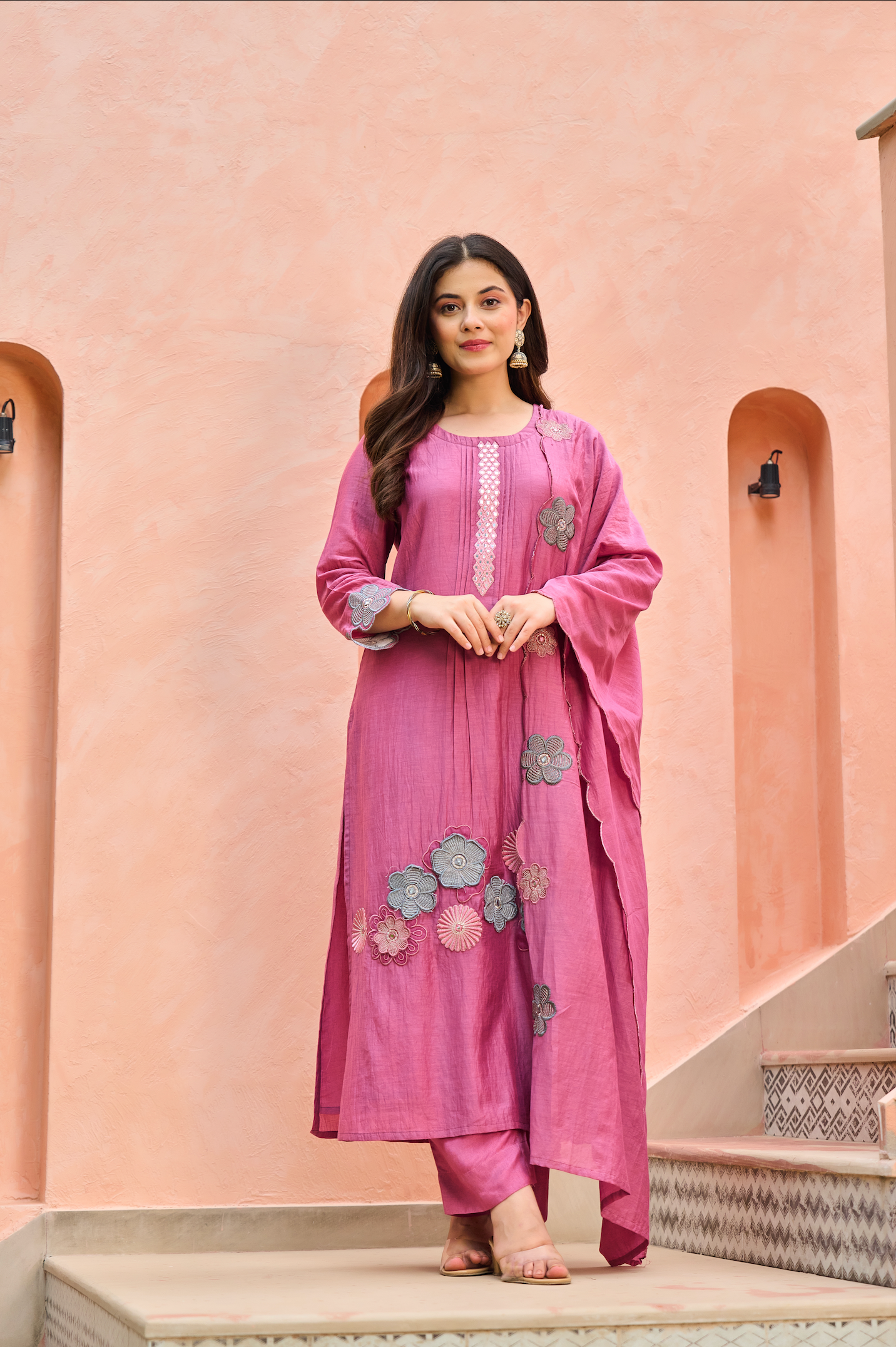 Bloomberry Blush Chanderi Suit Set