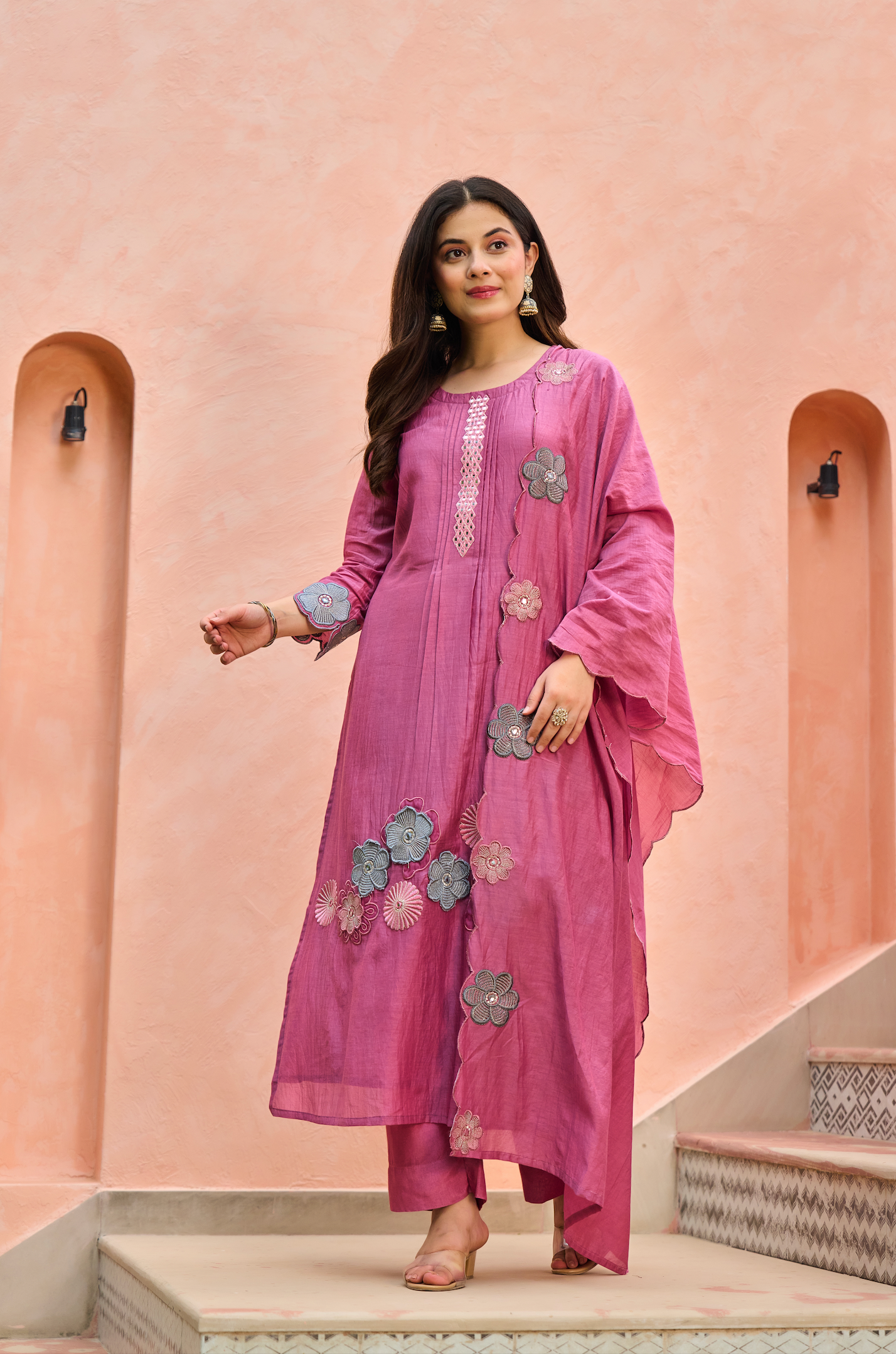 Bloomberry Blush Chanderi Suit Set