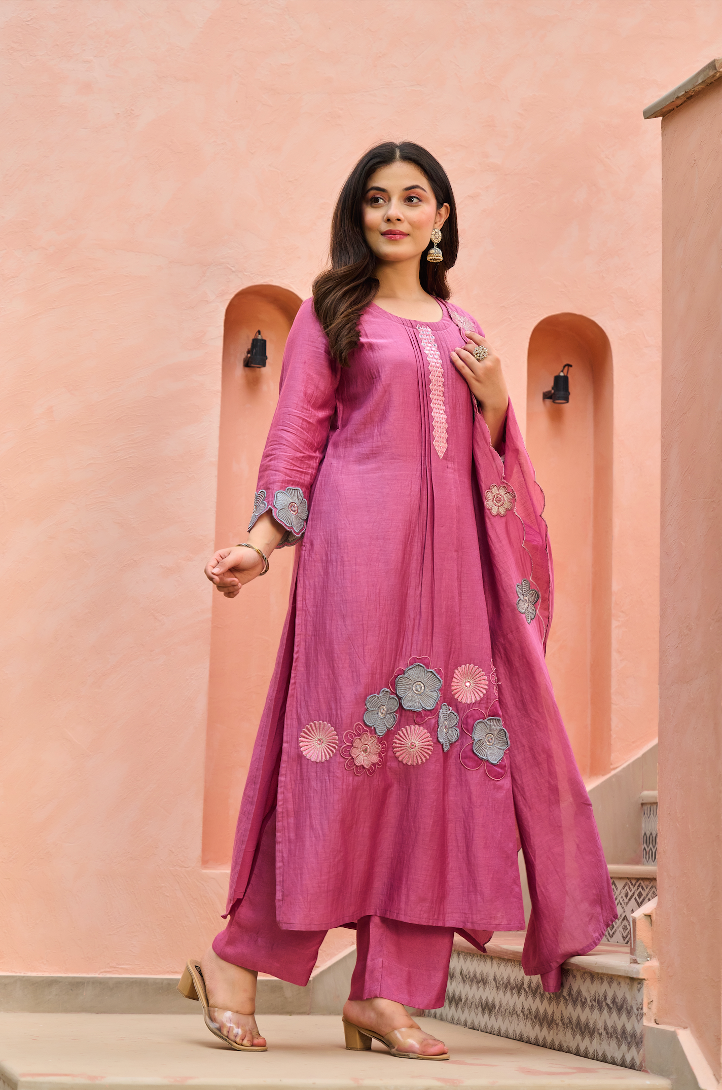 Bloomberry Blush Chanderi Suit Set