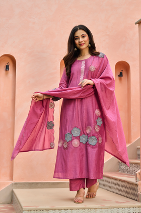 Bloomberry Blush Chanderi Suit Set