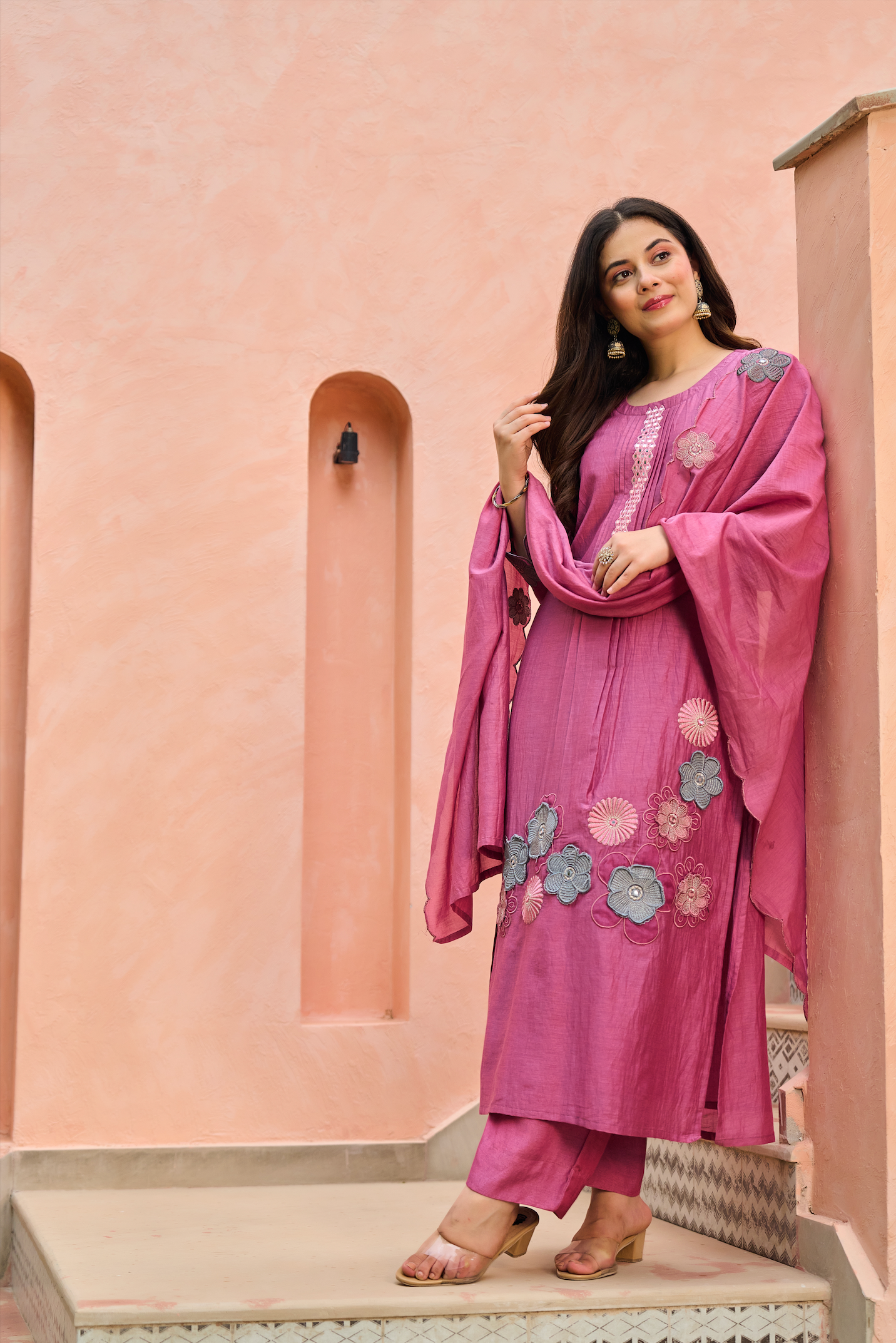 Bloomberry Blush Chanderi Suit Set