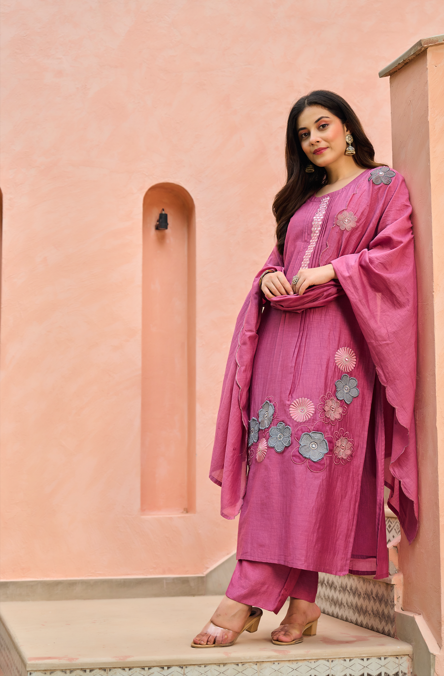 Bloomberry Blush Chanderi Suit Set