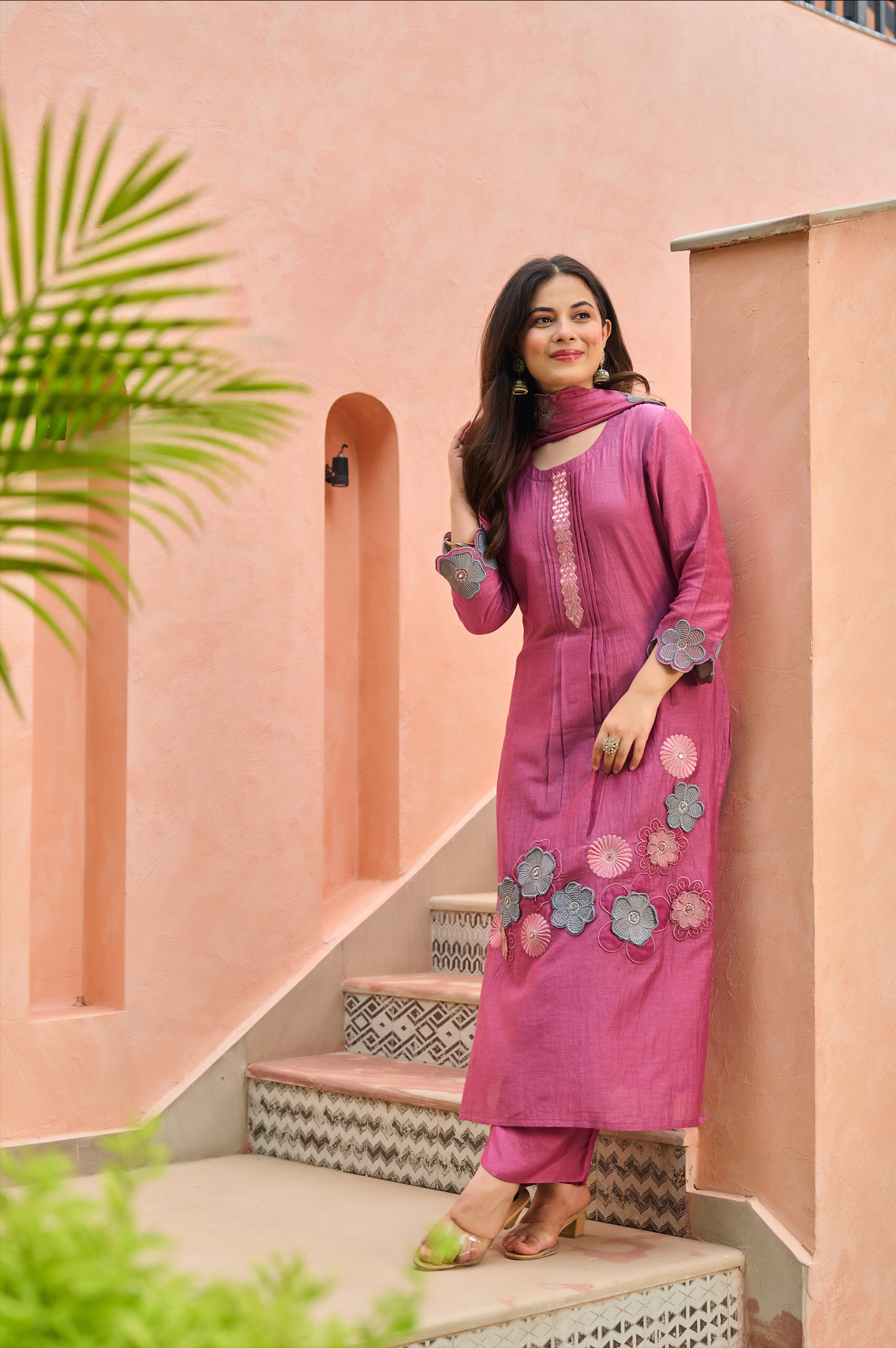 Bloomberry Blush Chanderi Suit Set