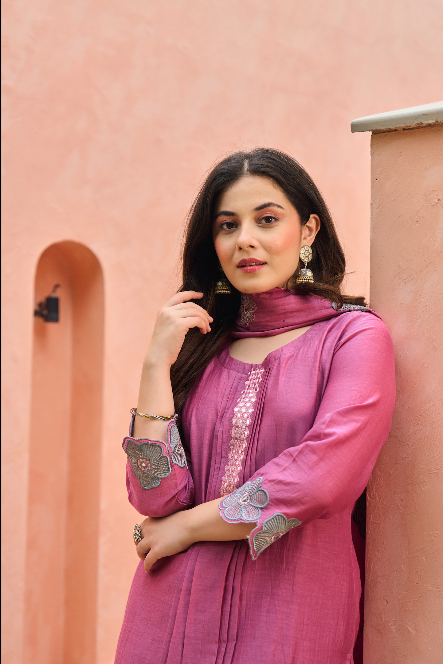 Bloomberry Blush Chanderi Suit Set