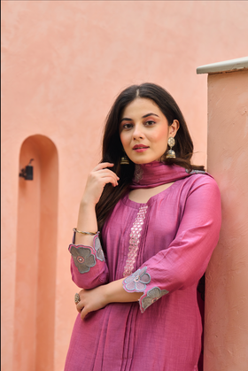 Bloomberry Blush Chanderi Suit Set