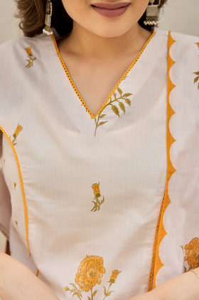 Golden Petal Cotton Suit Set