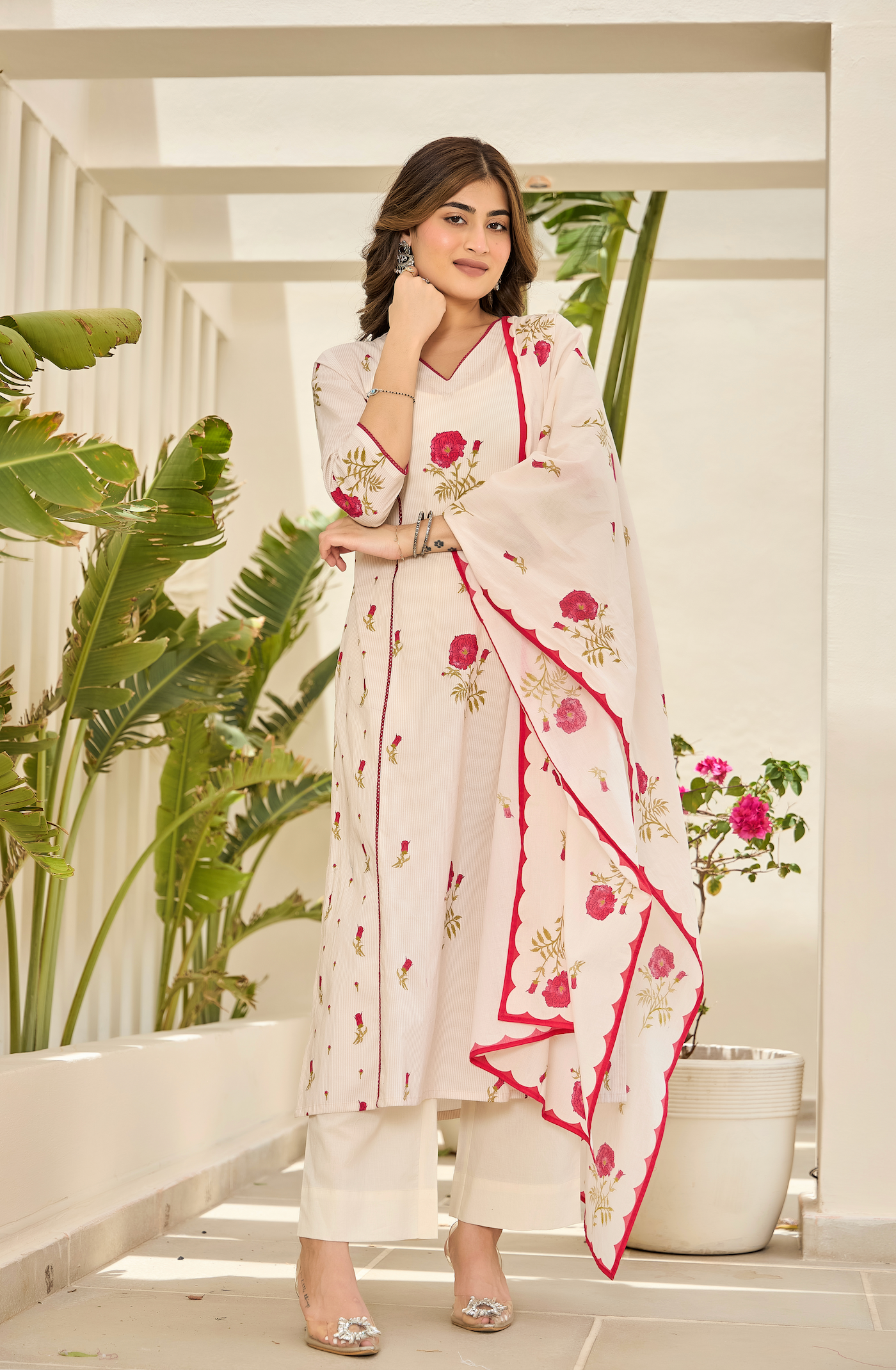 Pink Petal Cotton Suit Set