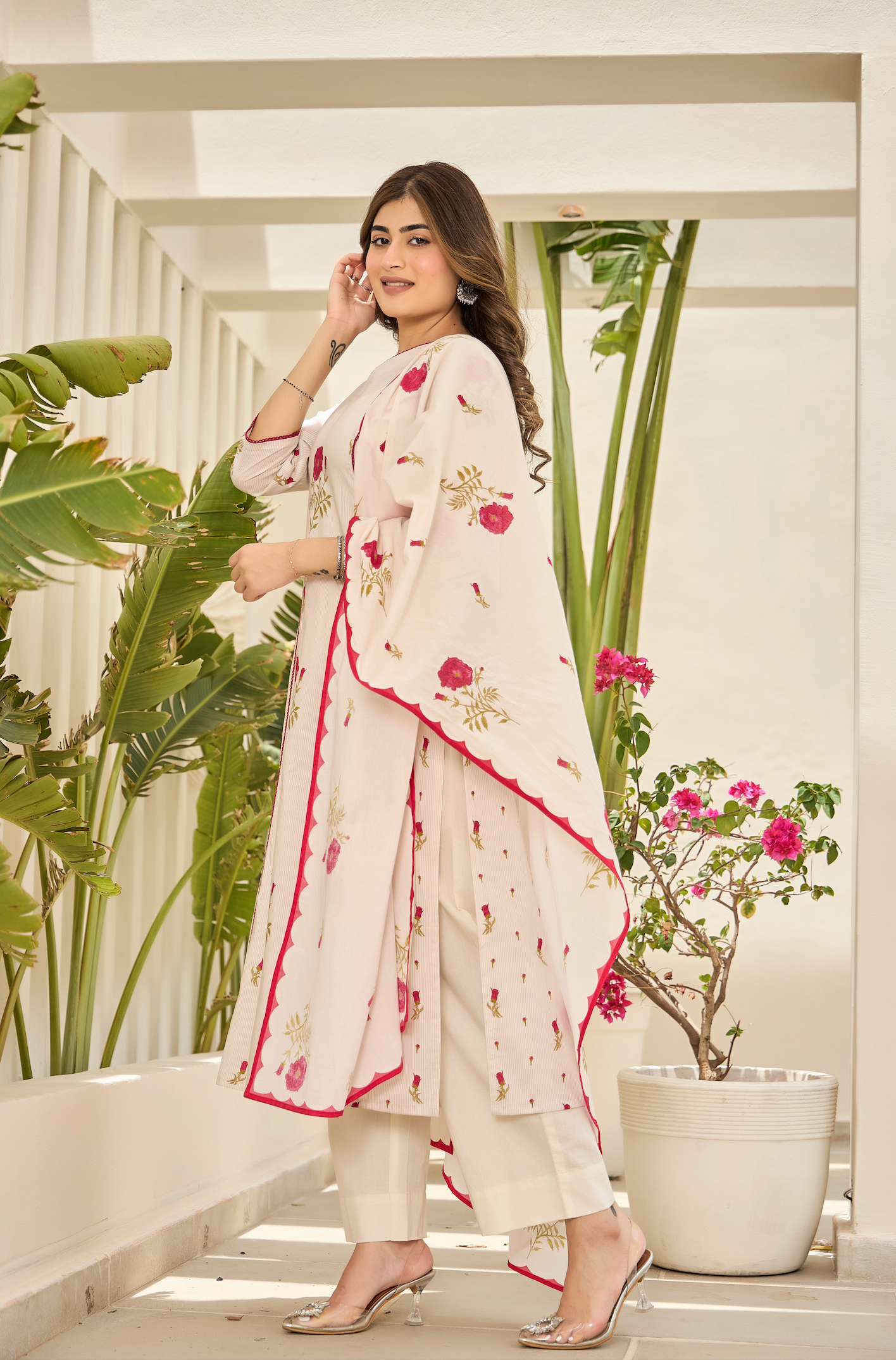 Pink Petal Cotton Suit Set