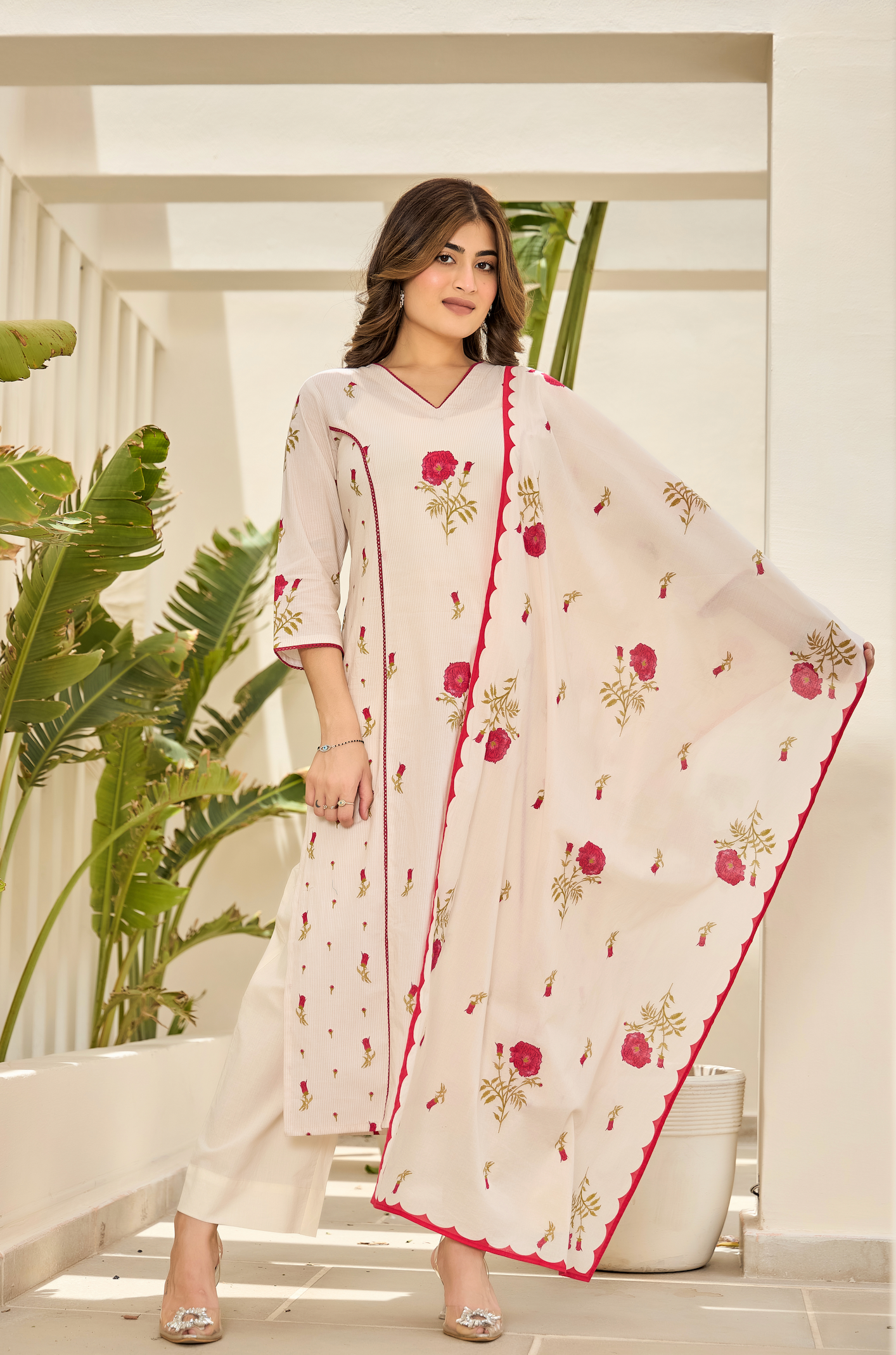 Pink Petal Cotton Suit Set