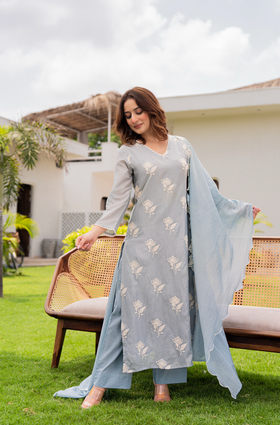 Misty Sky Blue Suit Set