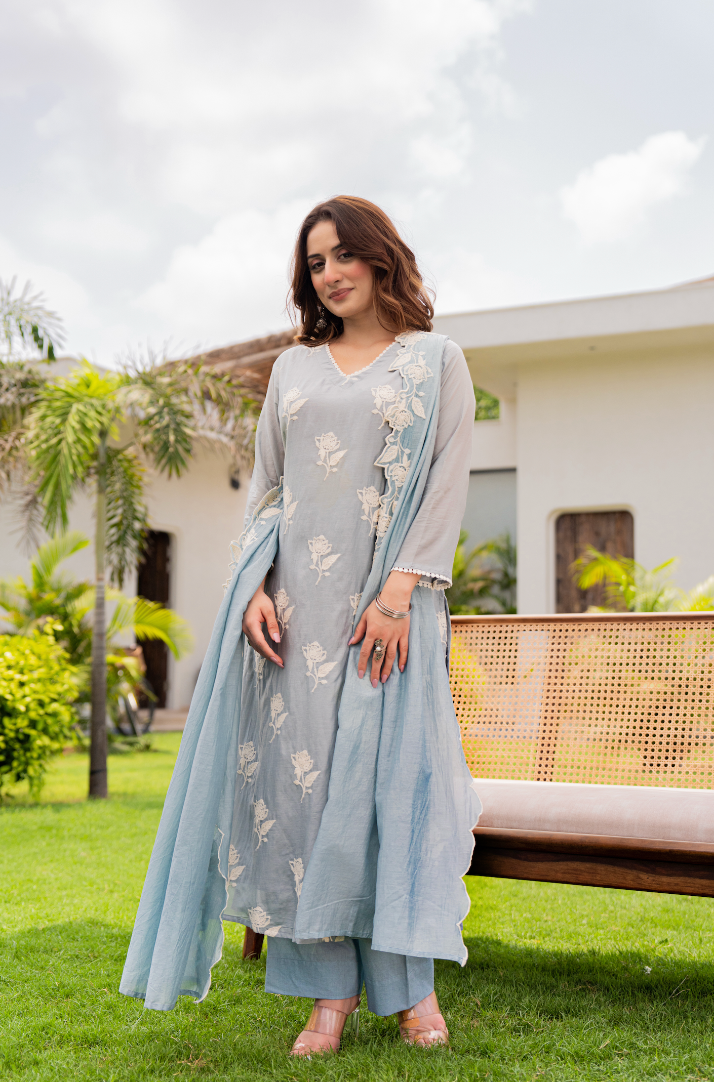 Misty Sky Blue Suit Set