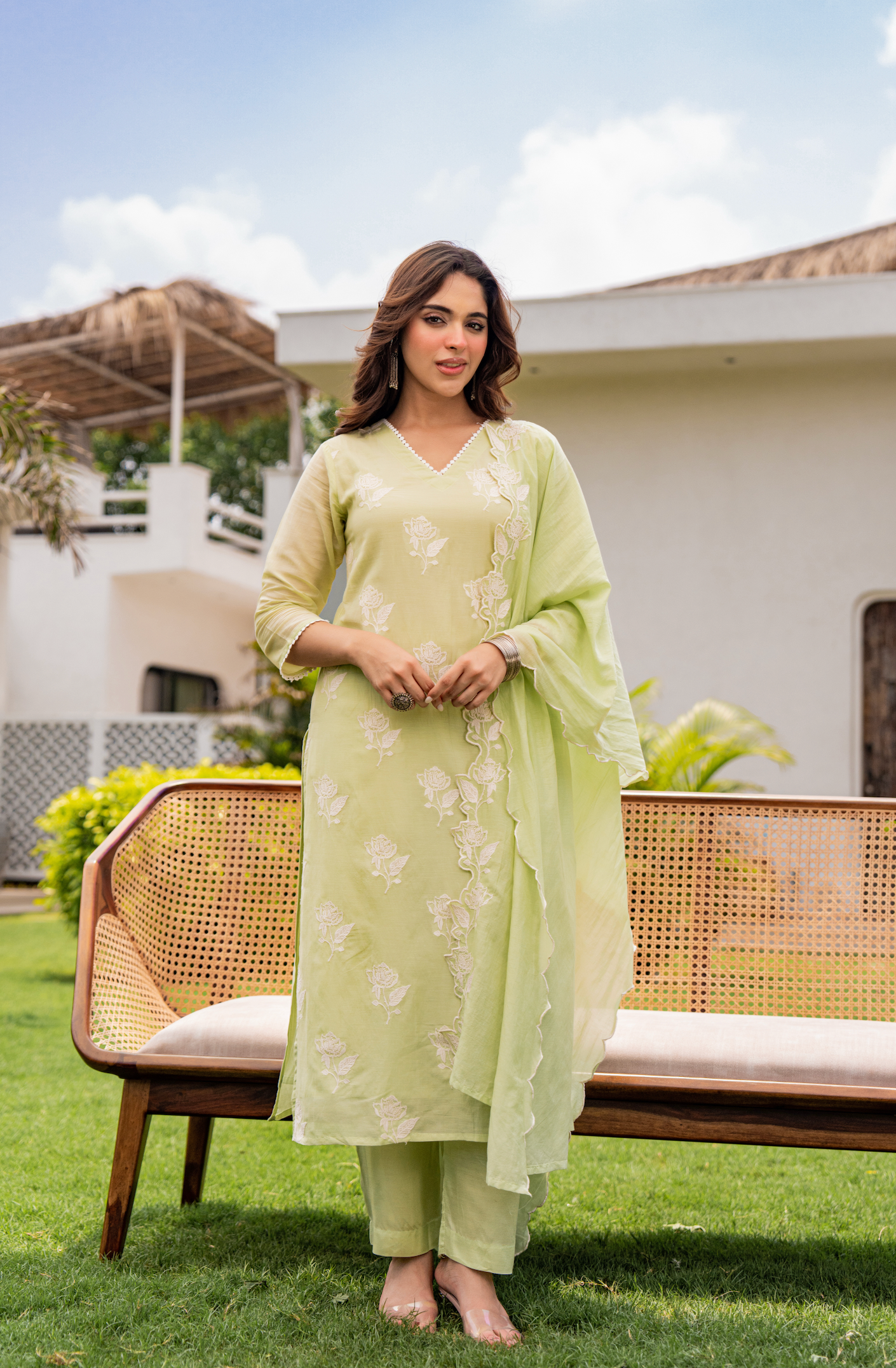Fresh Pistachio Bloom Suit Set
