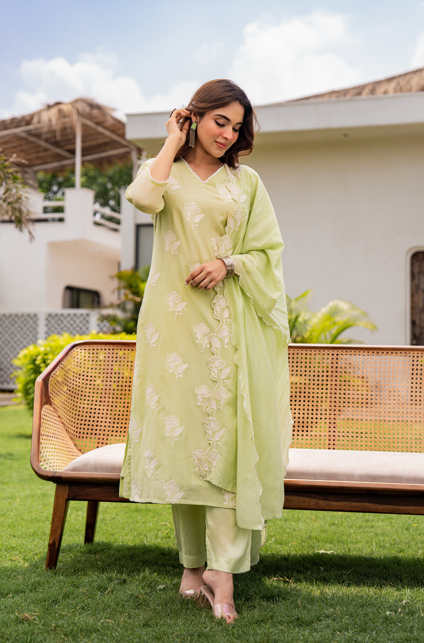 Fresh Pistachio Bloom Suit Set
