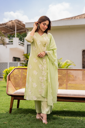Fresh Pistachio Bloom Suit Set