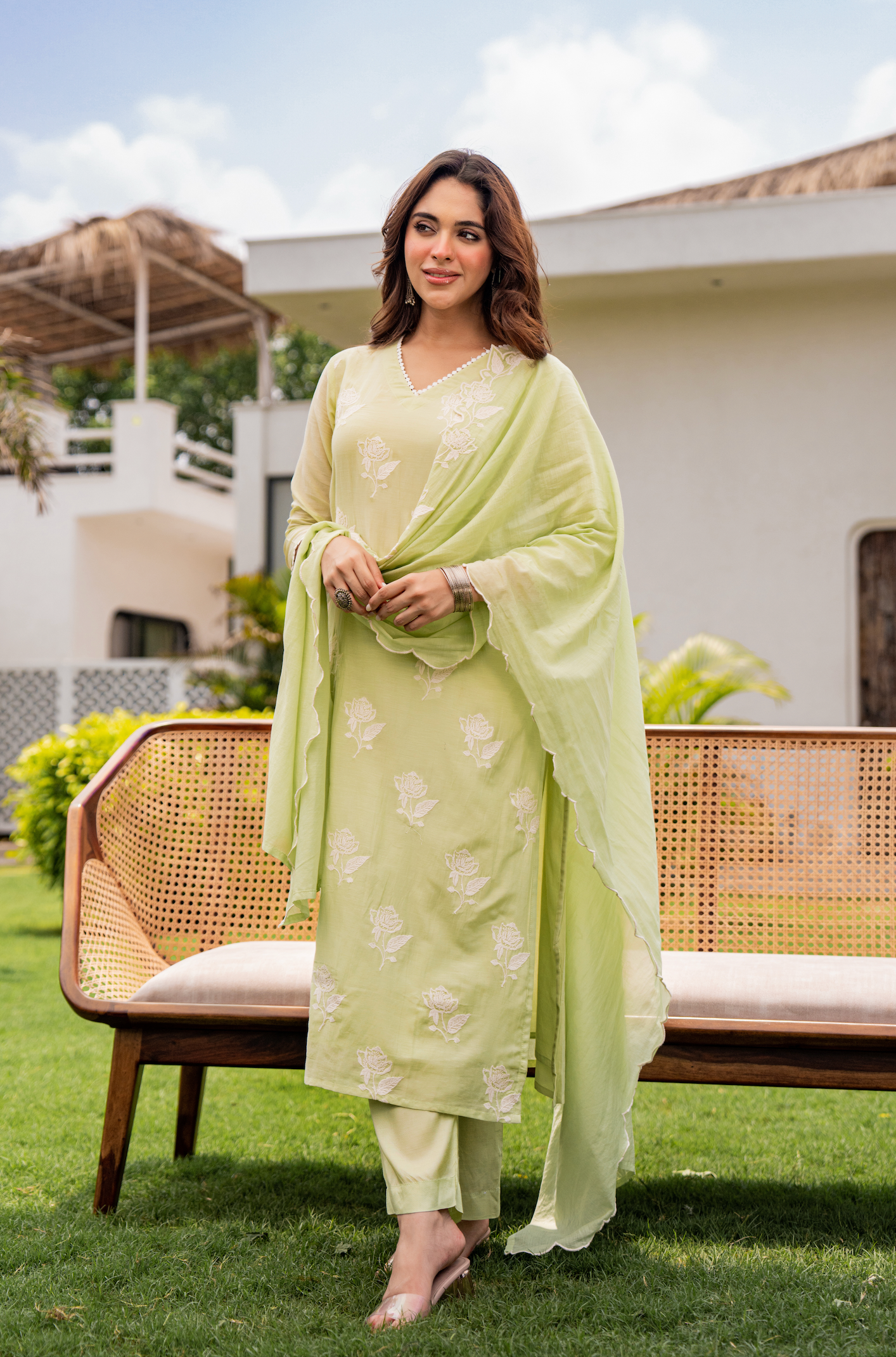 Fresh Pistachio Bloom Suit Set