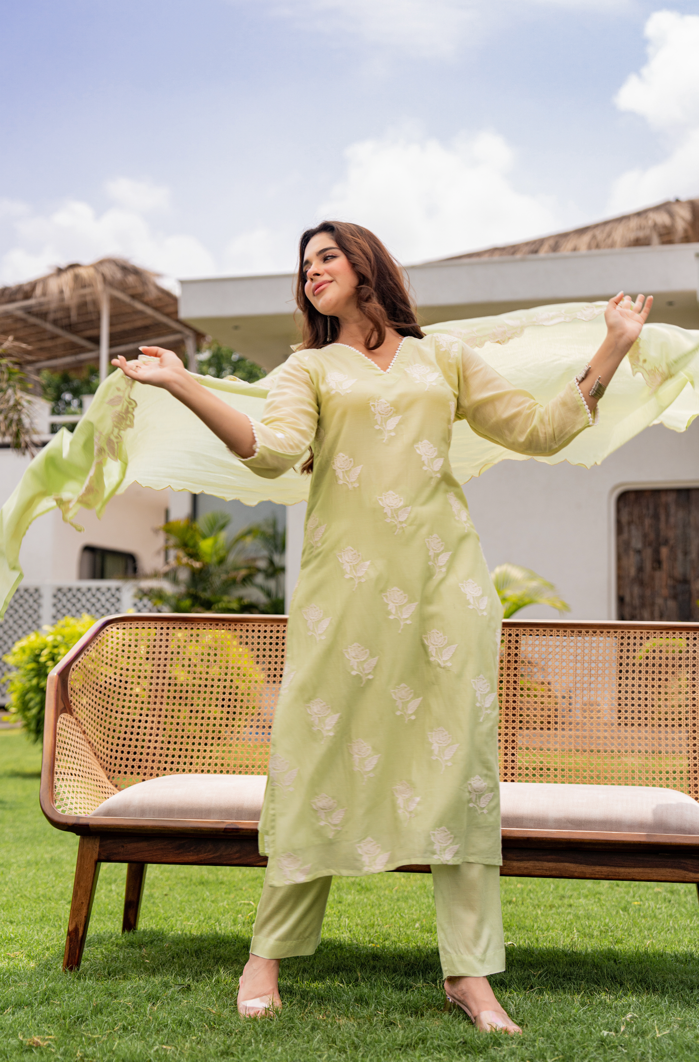 Fresh Pistachio Bloom Suit Set