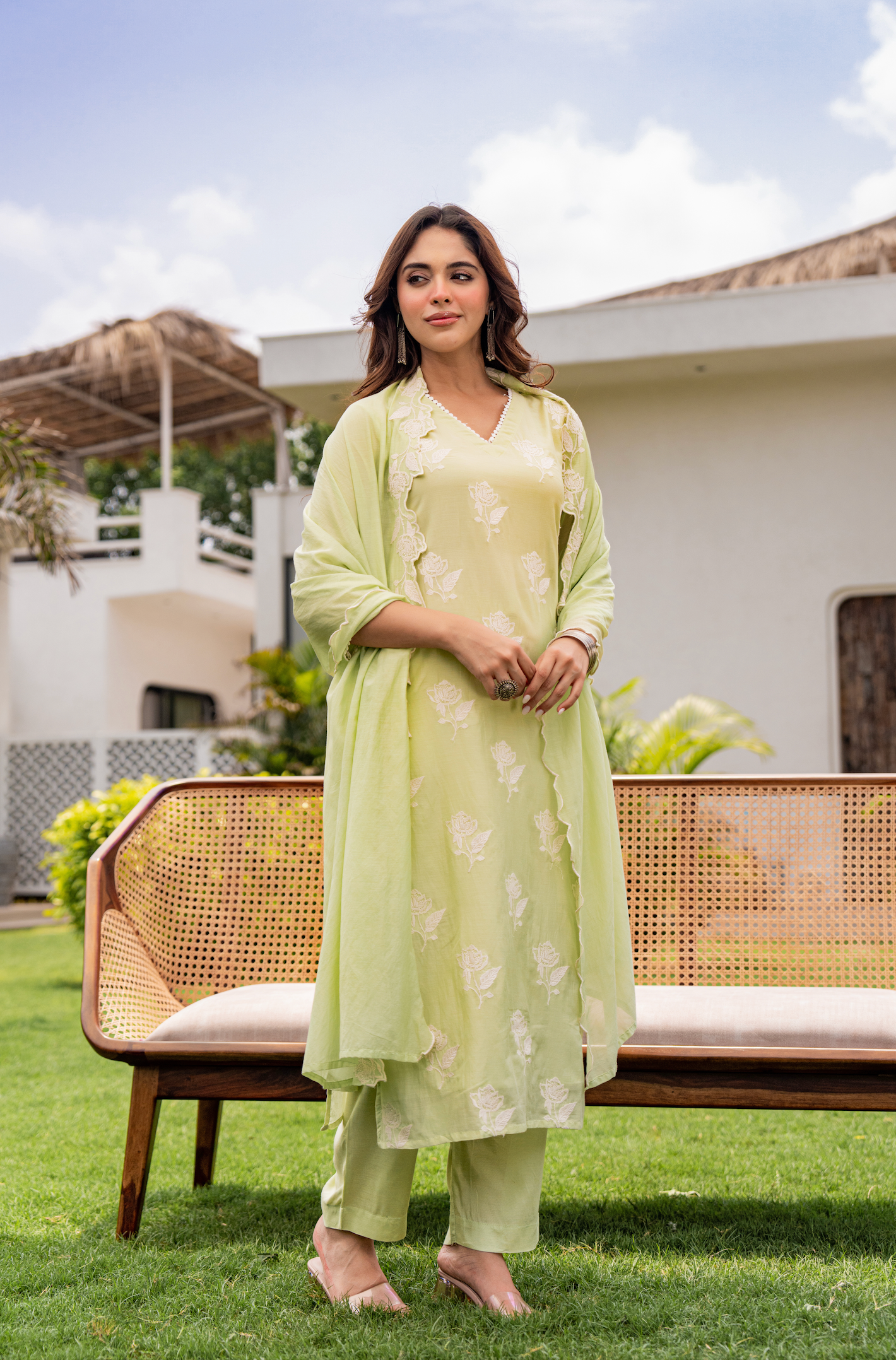 Fresh Pistachio Bloom Suit Set