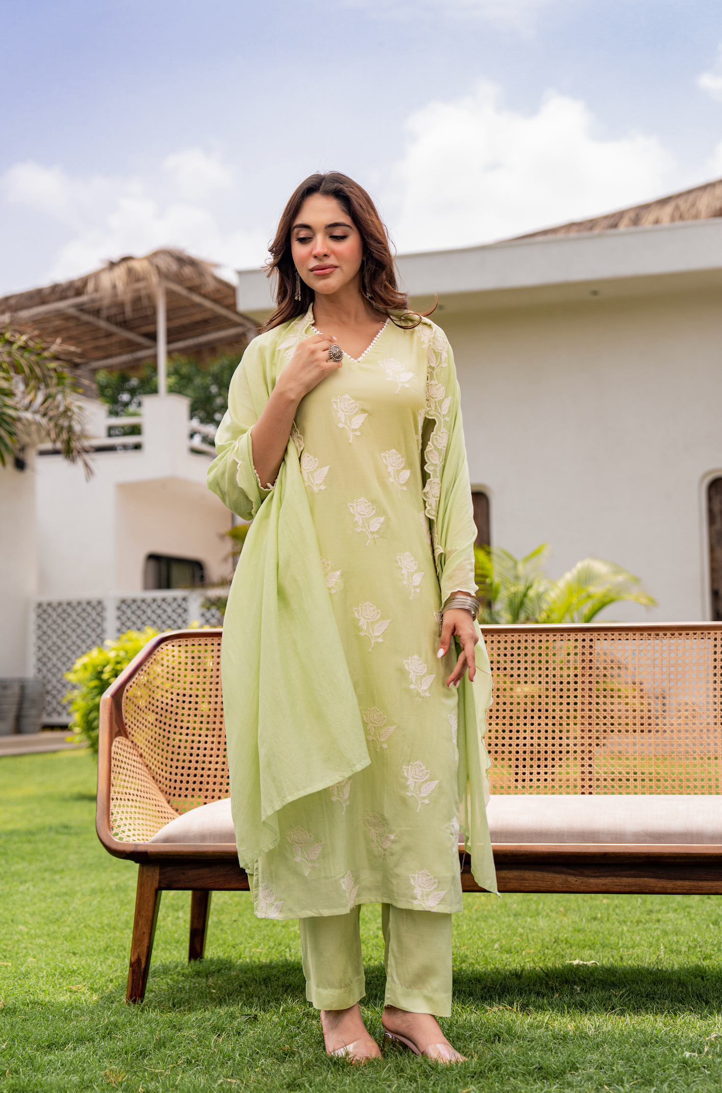 Fresh Pistachio Bloom Suit Set