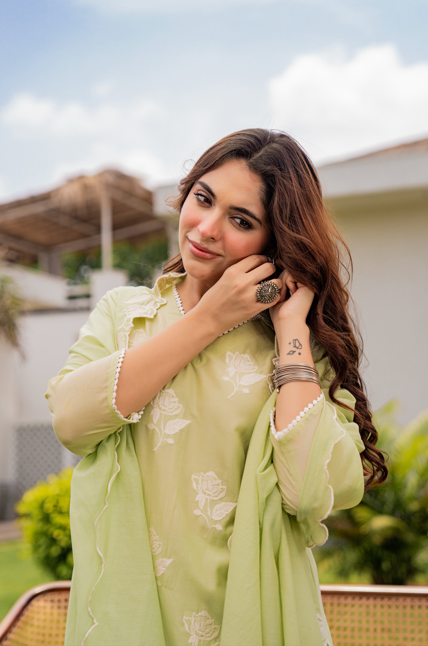 Fresh Pistachio Bloom Suit Set