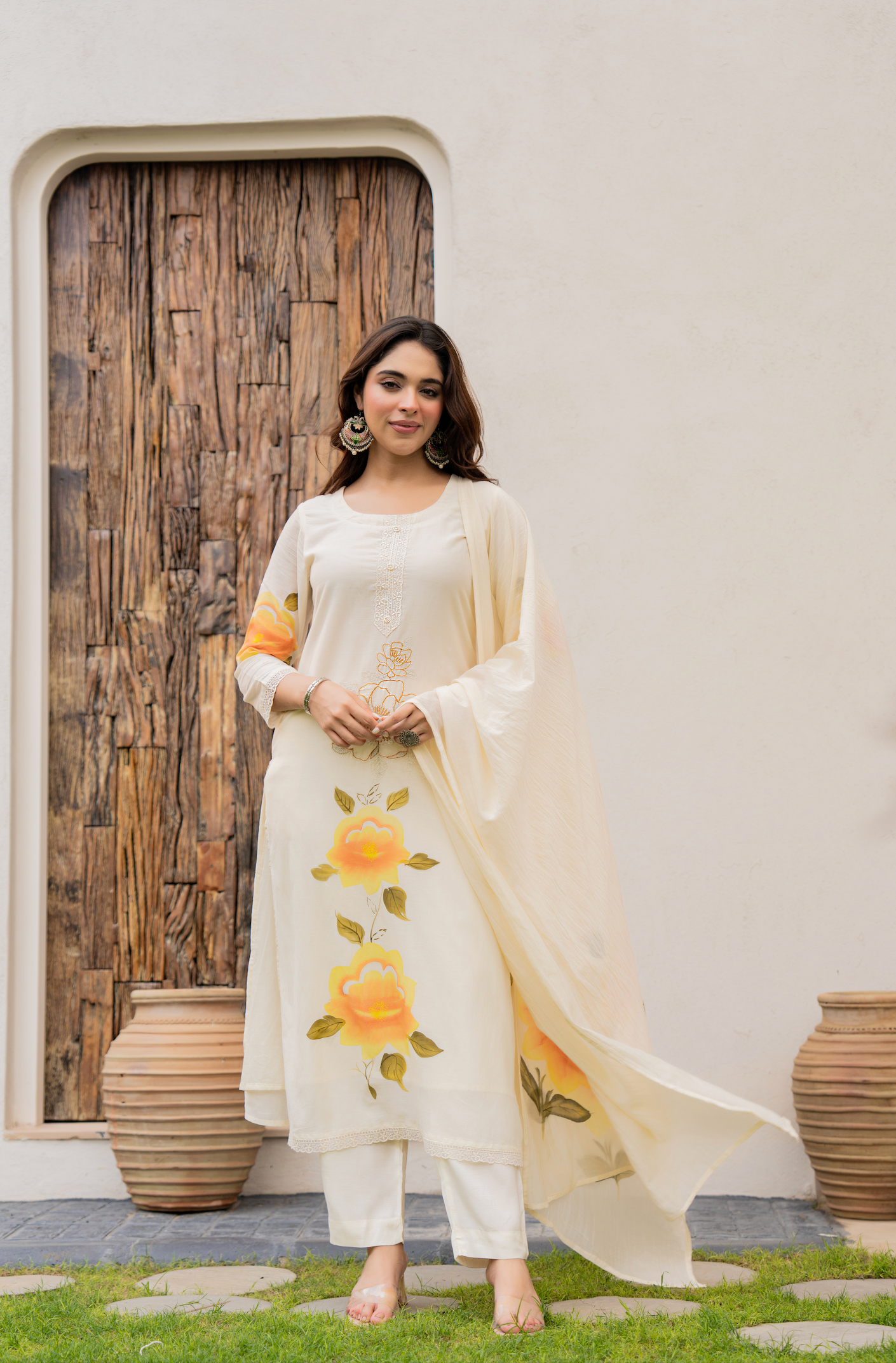 Sunlit Bloom Chanderi Suit Set
