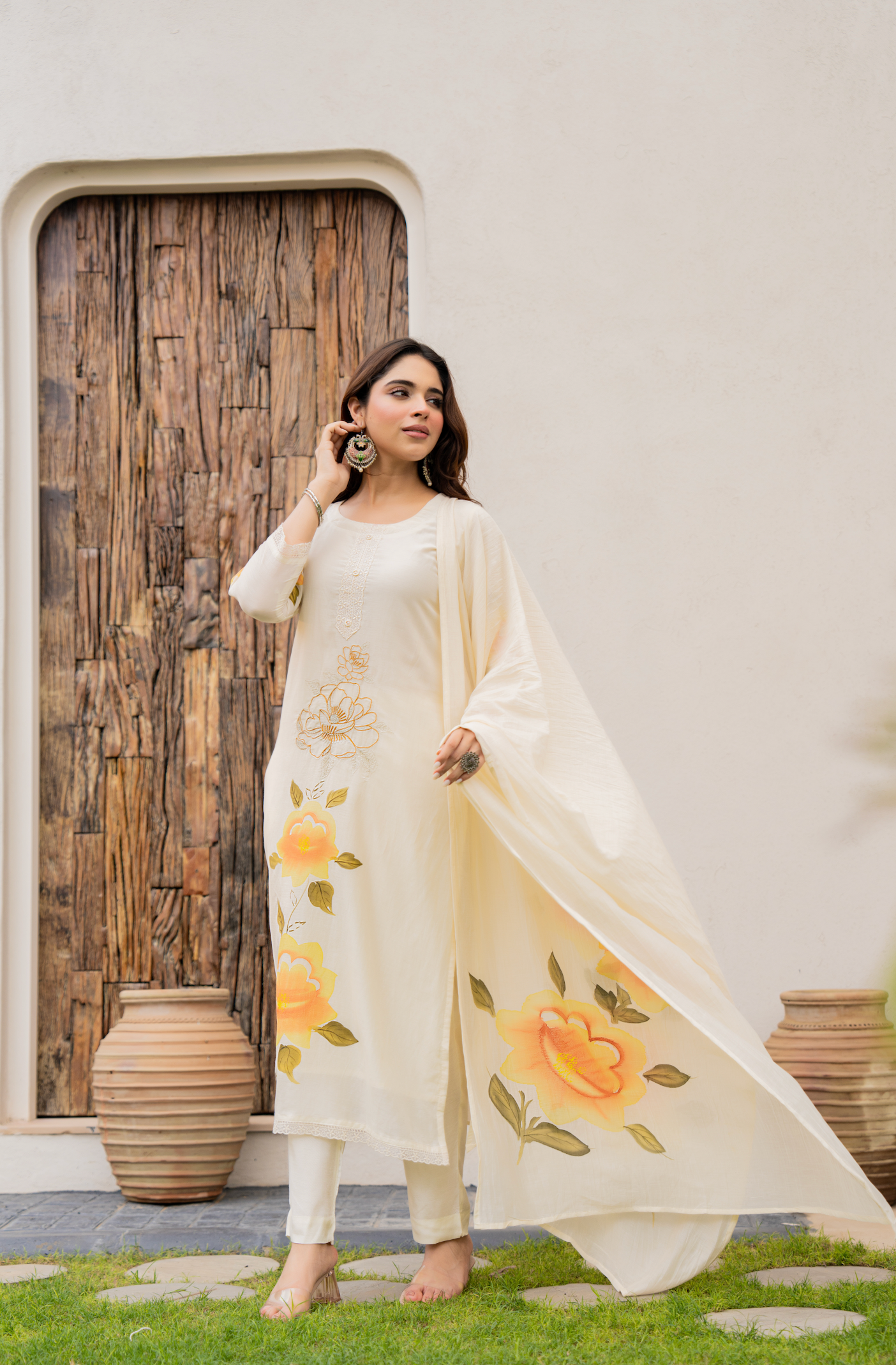 Sunlit Bloom Chanderi Suit Set