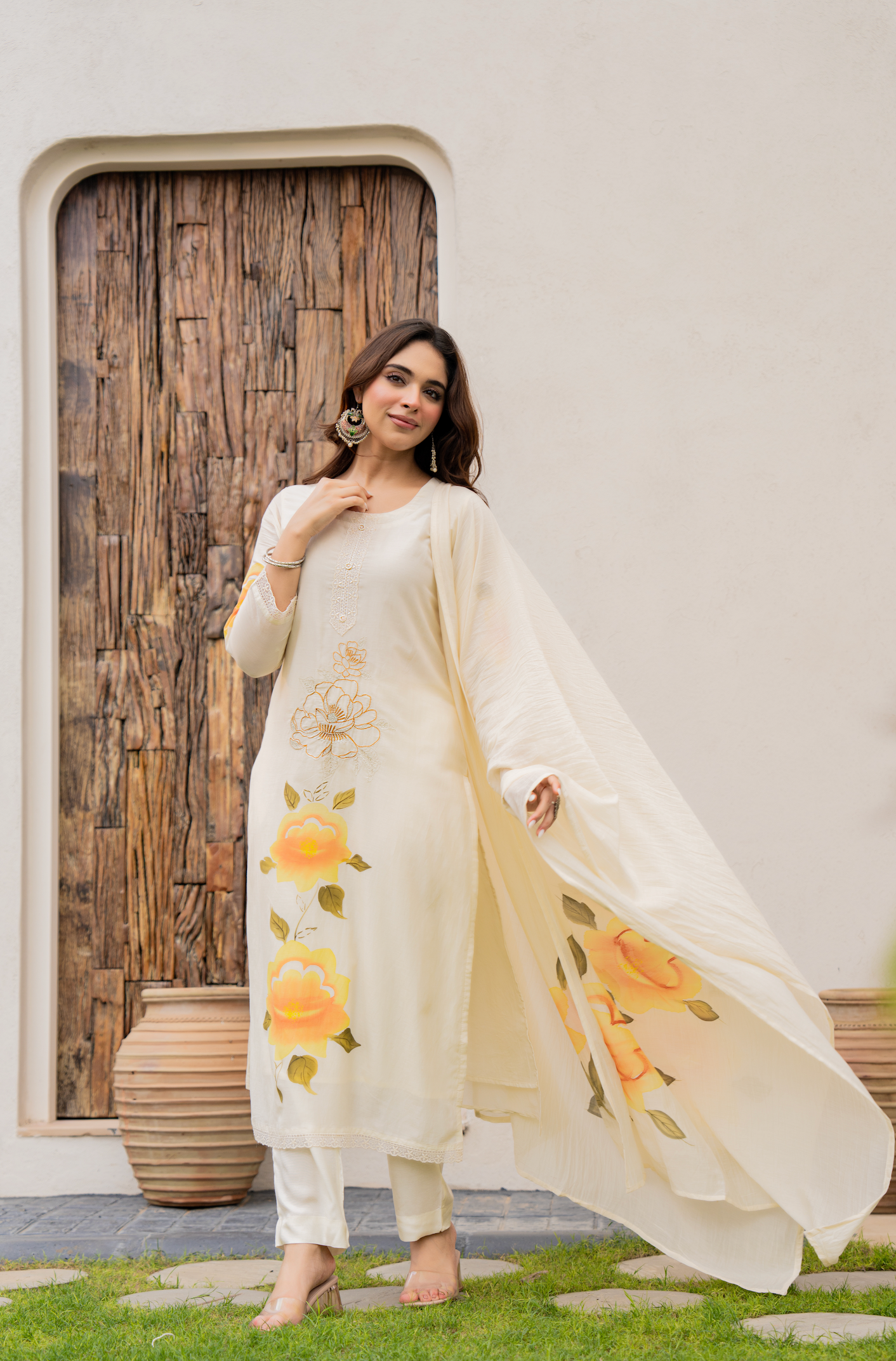 Sunlit Bloom Chanderi Suit Set