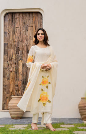 Sunlit Bloom Chanderi Suit Set