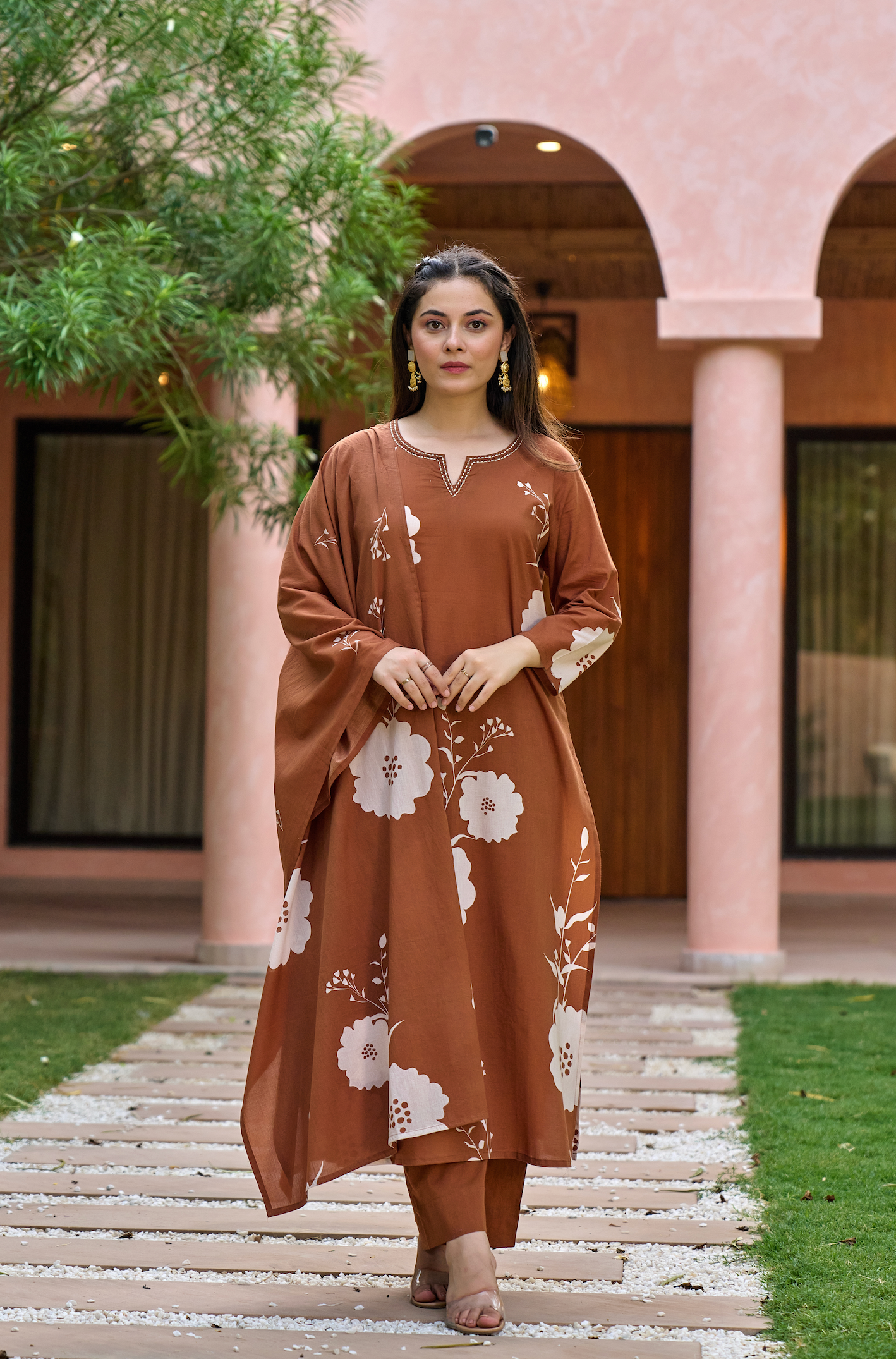 Caramel Glow Cotton Suit Set