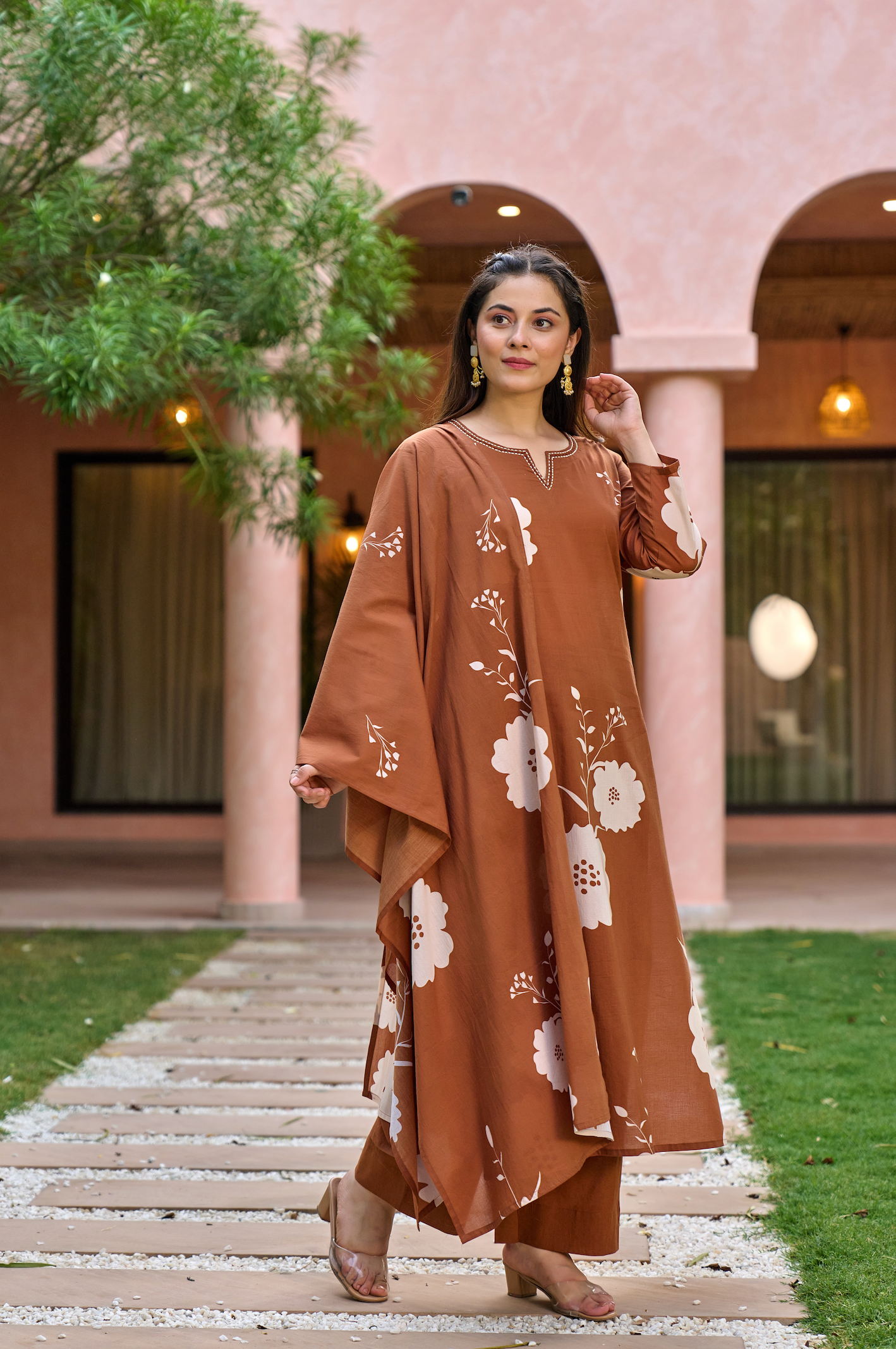 Caramel Glow Cotton Suit Set