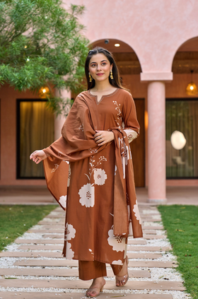 Caramel Glow Cotton Suit Set