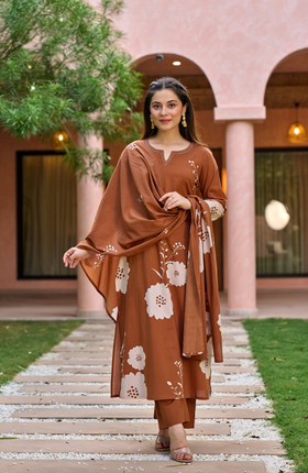 Caramel Glow Cotton Suit Set