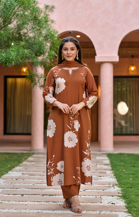 Caramel Glow Cotton Suit Set