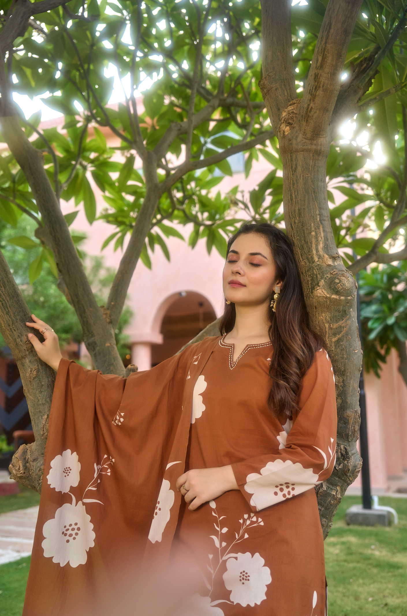 Caramel Glow Cotton Suit Set