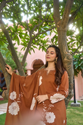 Caramel Glow Cotton Suit Set