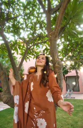 Caramel Glow Cotton Suit Set