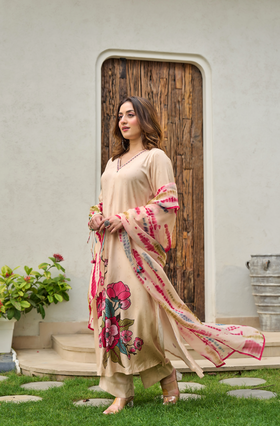 Blush Ivory Muslin A-Line Suit Set