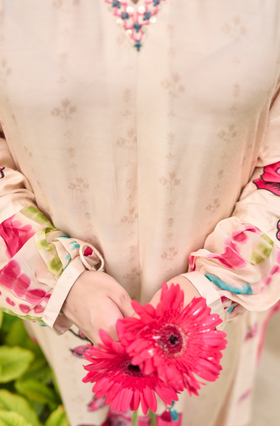 Blush Ivory Muslin A-Line Suit Set