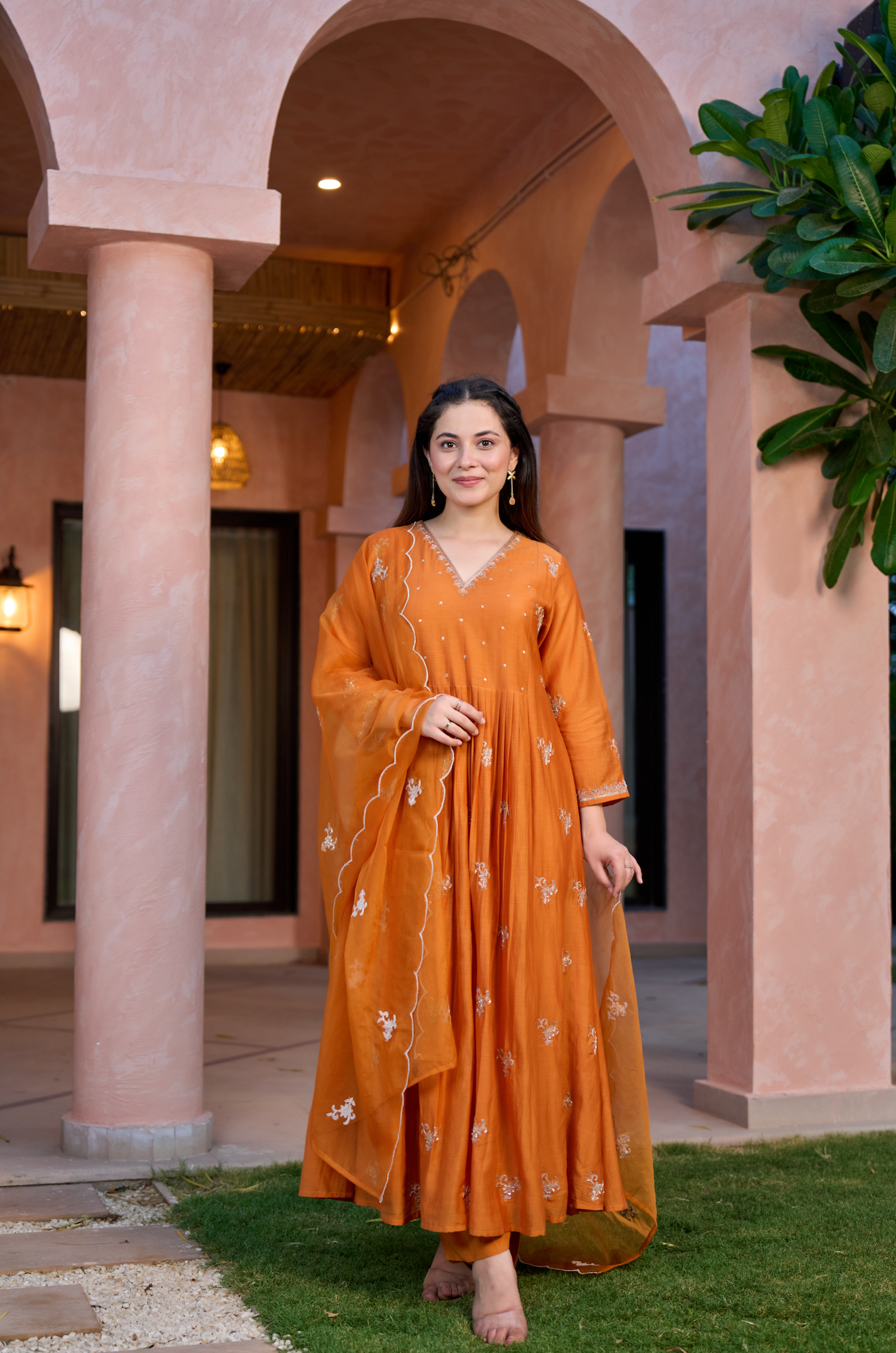 Amber Dusk Mul Chanderi Suit Set