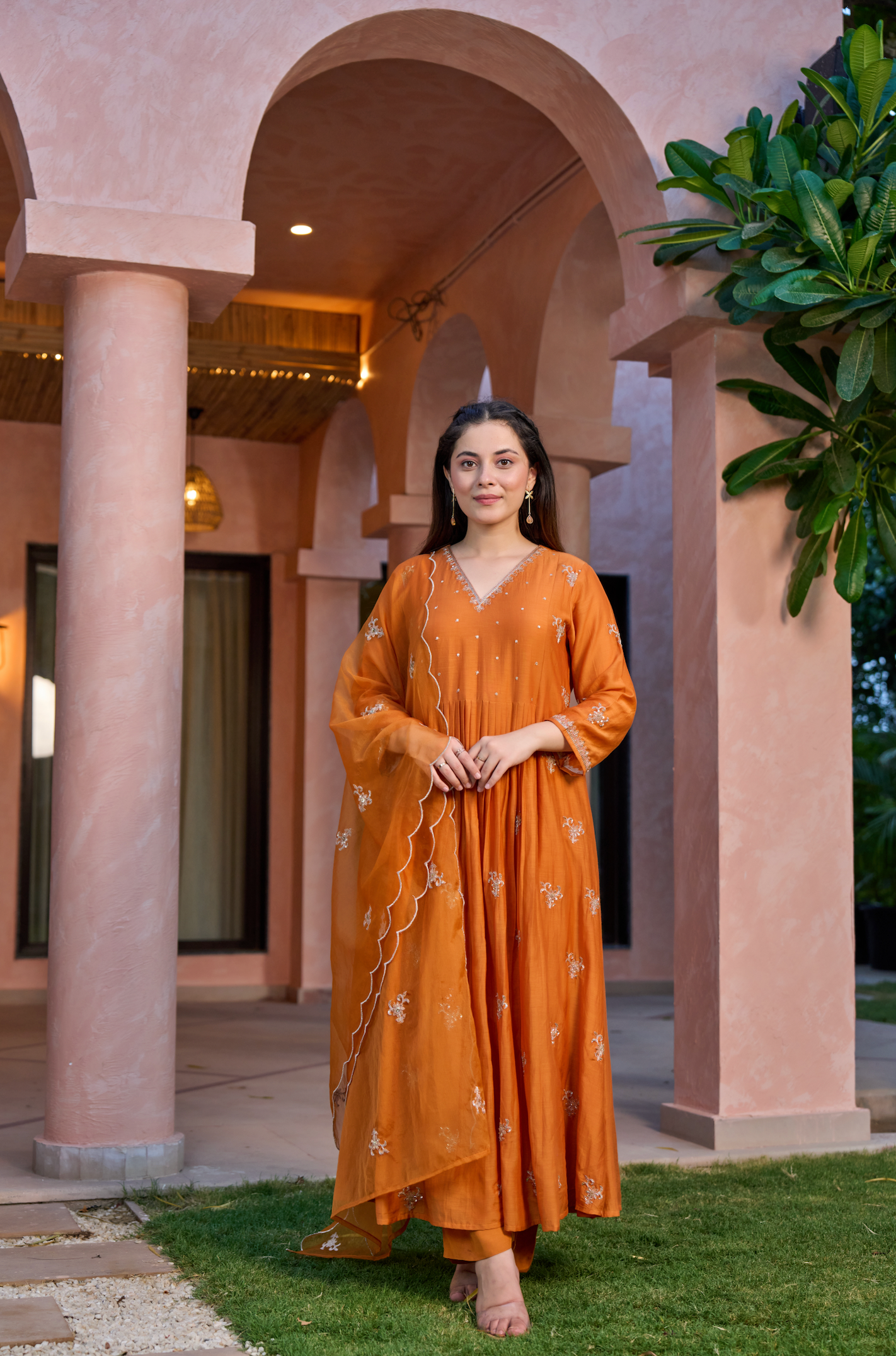 Amber Dusk Mul Chanderi Suit Set