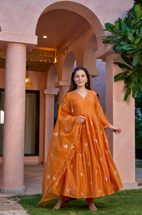 Amber Dusk Mul Chanderi Suit Set