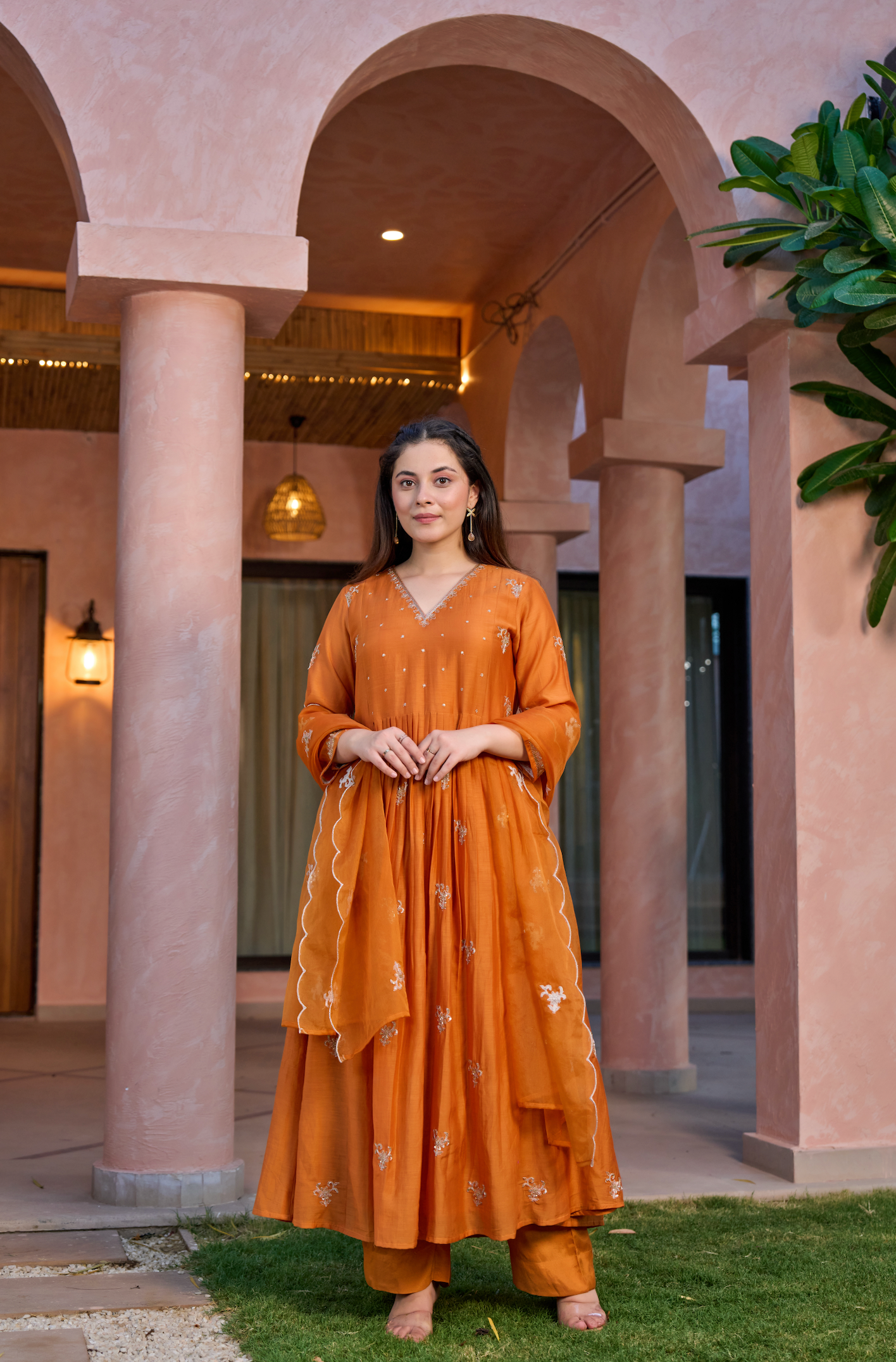 Amber Dusk Mul Chanderi Suit Set