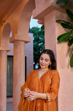 Amber Dusk Mul Chanderi Suit Set