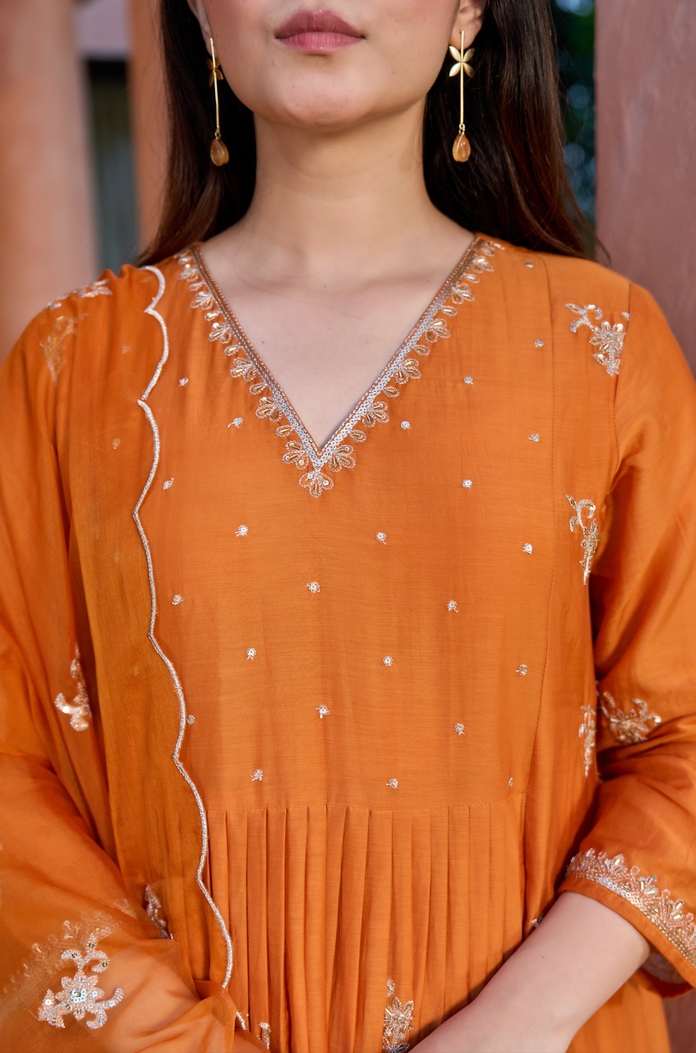 Amber Dusk Mul Chanderi Suit Set