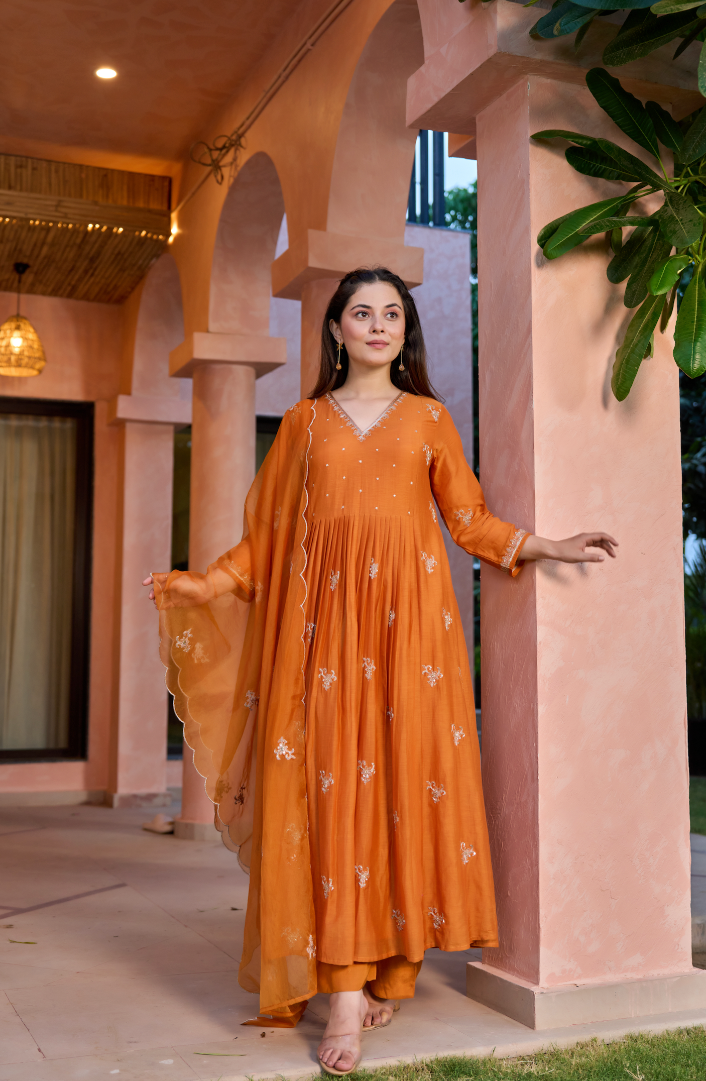 Amber Dusk Mul Chanderi Suit Set