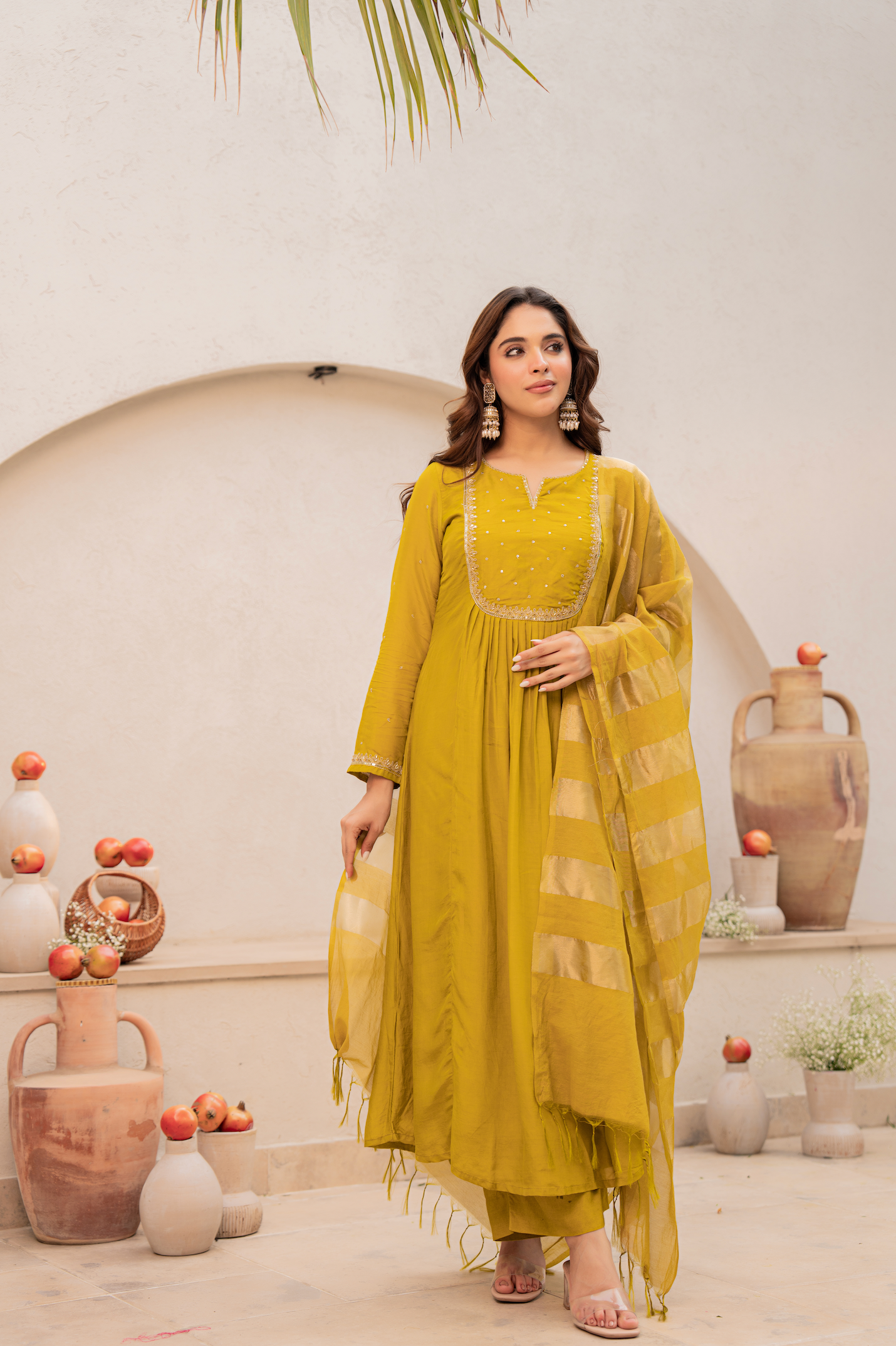 Mustard Bloom Mulberry Silk Suit Set